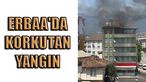 Erbaa'da 4 katlı apartmanın çatısı yandı